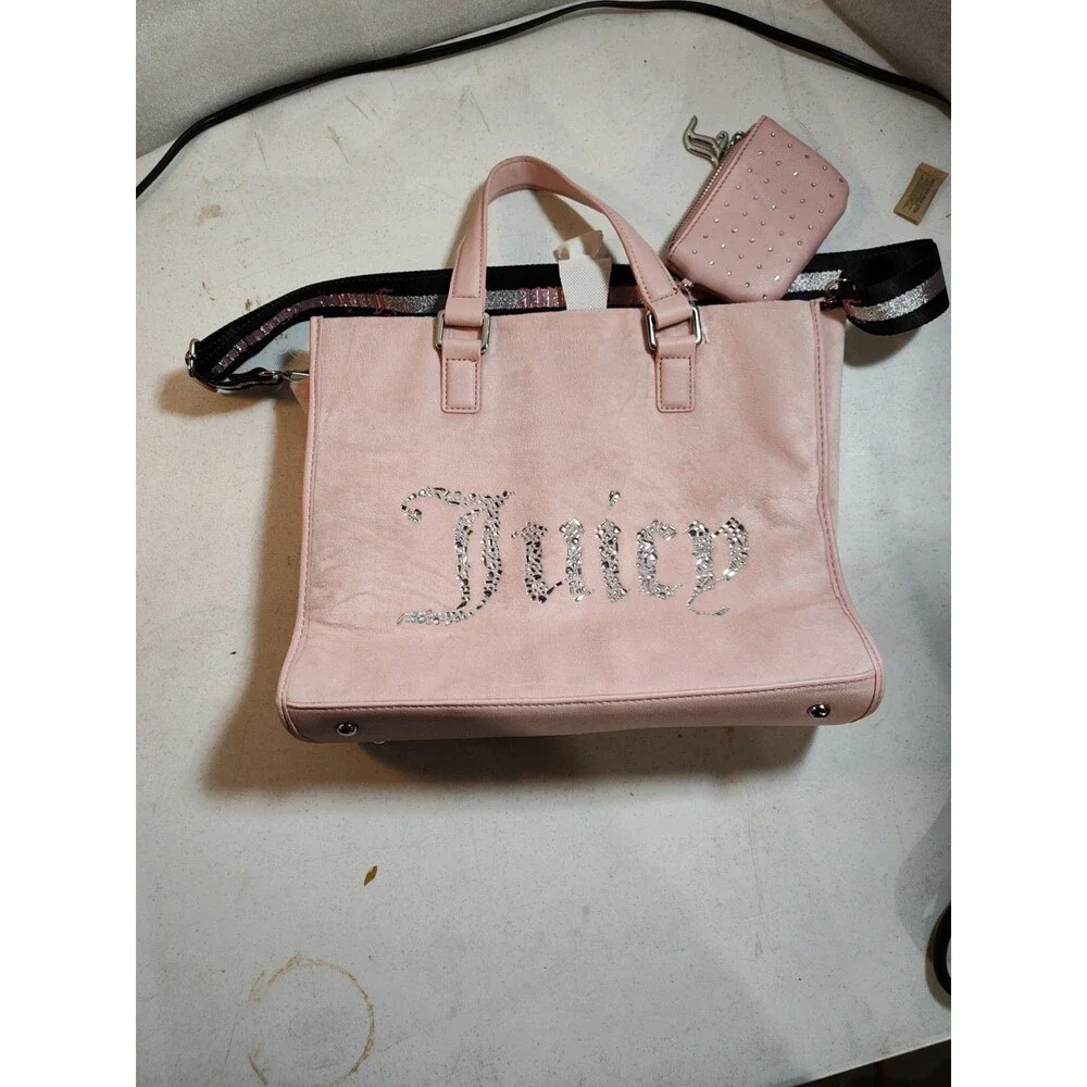 Juicy Couture Extra Spender Tote In Soft Pink Velvet Studded Logo (875)